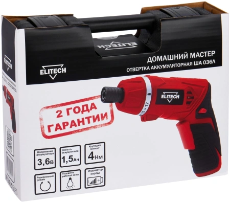Дрель-шуруповерт Elitech ША 36Л аккум. патрон:быстрозажимной (204024)