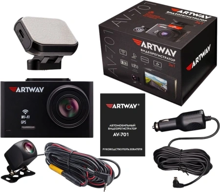 Видеорегистратор Artway AV-701 черный 8Mpix 2160x3840 2160p 170гр. GPS Novatek 96670