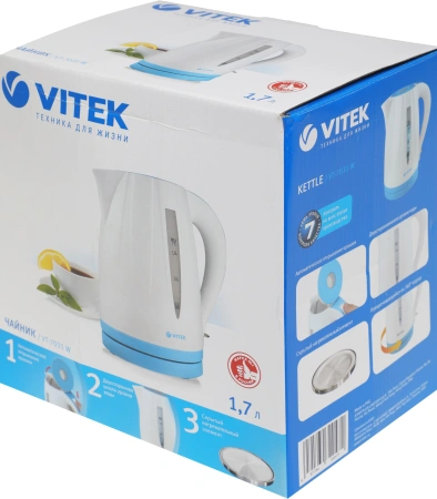 Чайник электрический Vitek VT-7031 1.7л. 2200Вт белый корпус: пластик