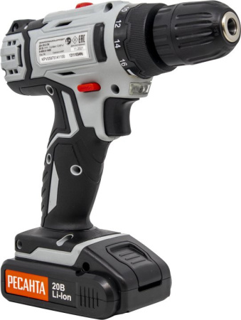 Дрель-шуруповерт Ресанта ДА-20-2ЛК аккум. патрон:быстрозажимной (кейс в комплекте) (75/14/11)
