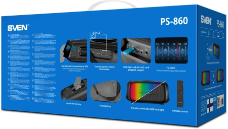 Колонка порт. Sven PS-860 черный 100W 1.0 BT/3.5Jack 5400mAh (SV-022518)