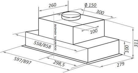 Вытяжка встраиваемая Maunfeld Fantasy Light 60 черный управление: сенсорное (1 мотор)