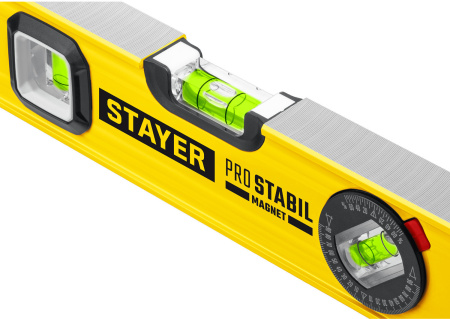 Уровень Stayer 3480-060 пузырьковый 3глаз. магнит. желтый