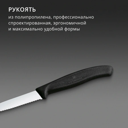 Нож кухонный Victorinox Swiss Classic (6.7433) стальной для овощей лезв.80мм серрейт. заточка черный