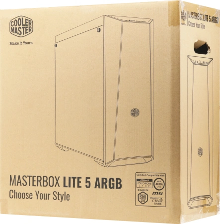 Корпус Cooler Master MasterBox Lite 5 ARGB, W/O controller черный без БП ATX 3x120mm 2x140mm 2xUSB3.0 audio bott PSU