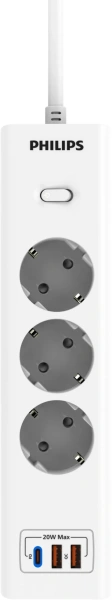 Сетевой фильтр Philips CHP4336WA/51 2м (3 розетки) белый (коробка)