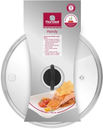 Крышка Rondell Handy RDA-1685 d=20см крыш.прозрачный руч.черная