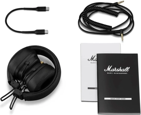 Гарнитура накладные Marshall Major V черный беспроводные bluetooth оголовье (MAJOR V BLACK)