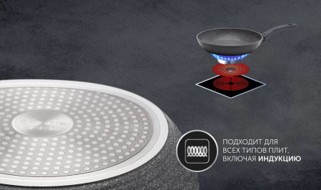 Сковорода Polaris Canto 26F круглая 26см покрытие: Pfluon ручка несъемная (без крышки) серый (019125)