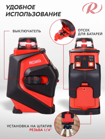 Нивелир лазерн. Ресанта ПЛ-360 635нм (61/10/523)