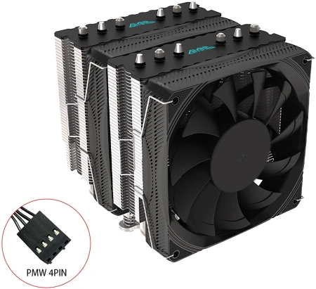 Устройство охлаждения(кулер) GMNG GG-CPC250-1 120x120x25mm Soc-AM5/AM4/1151/1200/2066/1700 черный 4-pin 22-32dB Al+Cu 250W 930gr Ret (GG-CPC250-1-BK)