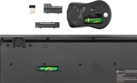 Клавиатура + мышь Оклик 250M клав:черный мышь:черный USB беспроводная slim (997834)