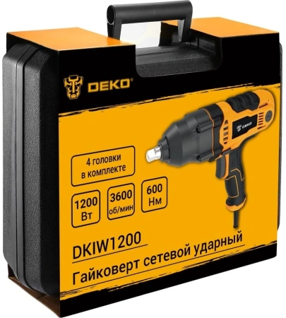 Гайковерт Deko DKIW1200 1200Вт патрон:квад.1/2" (кейс в комплекте) (085-1125)