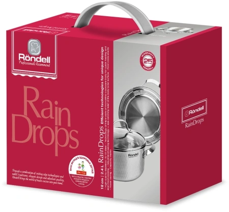 Кастрюля Rondell RainDrops RDS-1293 2.4л. d=18см (с крышкой) стальной