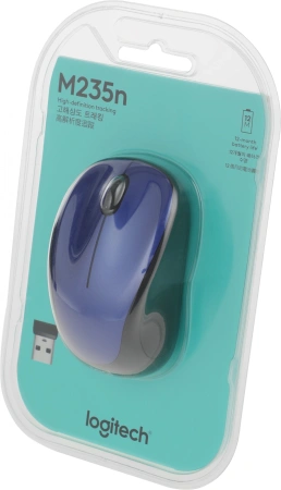 Мышь Logitech M235 синий/черный оптическая 1000dpi беспров. USB для ноутбука 2but (910-007131)
