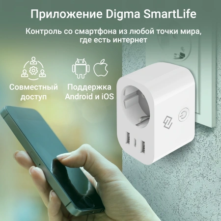 Умная розетка Digma DiPlug 500 EU Wi-Fi белый (TY1910)