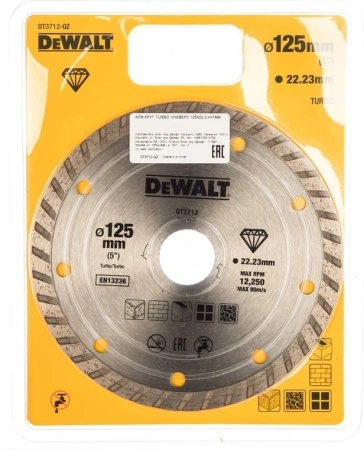 Диск алмазный DeWalt DT3712 d=125мм d(посад.)=22.2мм (угловые шлифмашины)