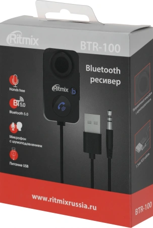 Автомобильный FM-модулятор Ritmix BTR-100 черный BT (80001126)