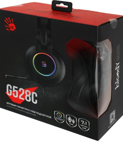 Наушники с микрофоном A4Tech Bloody G528C черный 2м мониторные USB оголовье (G528C)