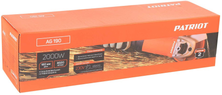 Углошлифовальная машина Patriot AG 190 2000Вт 8500об/мин рез.шпин.:M14 d=180мм (110301180)