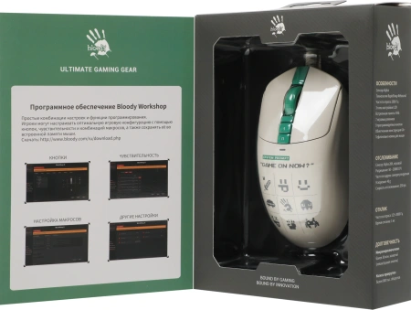 Мышь A4Tech Bloody W72 Ultra Pixels Green рисунок/бежевый/зеленый оптическая 20000dpi USB 6but (W72 ULTRA)