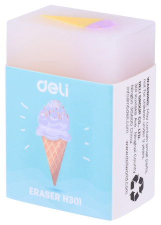 Ластик Deli EH301 прямоугольный 38х25х17мм ассорти индивидуальная картонная упаковка