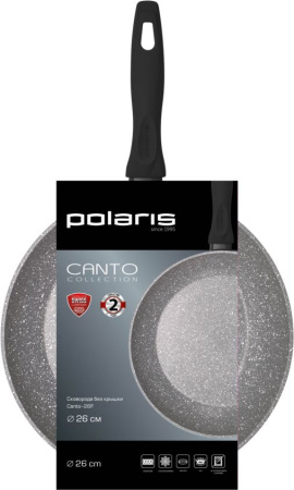 Сковорода Polaris Canto 26F круглая 26см покрытие: Pfluon ручка несъемная (без крышки) серый (019125)