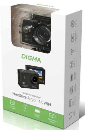 Видеорегистратор Digma FreeDrive Action 4K WiFi черный 8Mpix 2160x3840 2160p 150гр. Allwinner V3