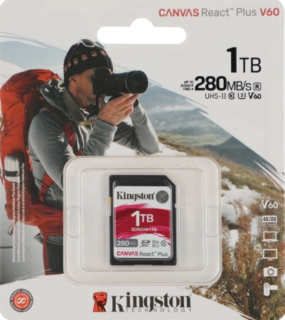 Флеш карта SDXC 1TB Kingston SDR2V6/1TB Canvas React Plus w/o adapter