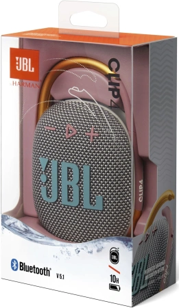 Колонка порт. JBL Clip 4 серый 5W 1.0 BT 15м 500mAh (JBLCLIP4GRY)