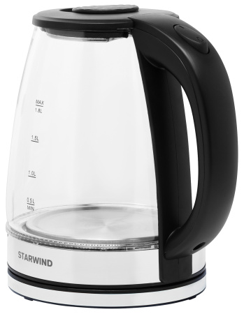 Чайник электрический Starwind SKG2050 1.8л. 1800Вт черный/серебристый (корпус: стекло)