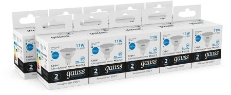 Лампа светодиодная Gauss Elementary 13531 11Вт цок.:GU5.3 софит 180B 6500K св.свеч.бел.хол. MR16 (упак.:1шт)