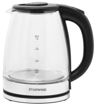 Чайник электрический Starwind SKG2050 1.8л. 1800Вт черный/серебристый (корпус: стекло)