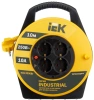 Удлинитель силовой IEK Industrial (WKP14-10-04-10) 3x1.0кв.мм 4розет. 10м ПВС 10A катушка желтый
