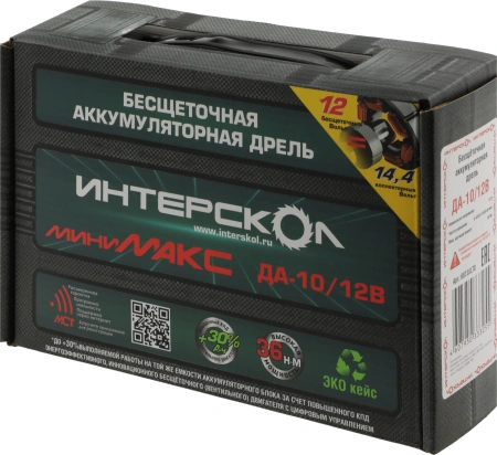 Дрель-шуруповерт Интерскол ДА-10/12В 36 без АКБ и ЗУ аккум. патрон:быстрозажимной (687.0.0.70)
