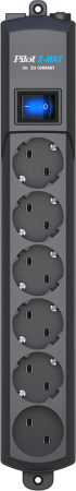 Сетевой фильтр Pilot S-MAX 1.8м (6 розеток) серый (коробка)