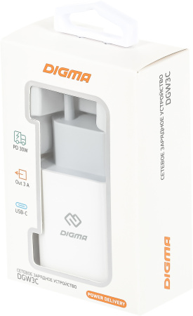 Сетевое зар./устр. Digma DGW3C 30W 3A (PD) USB-C универсальное белый (DGW3C0F010WH)