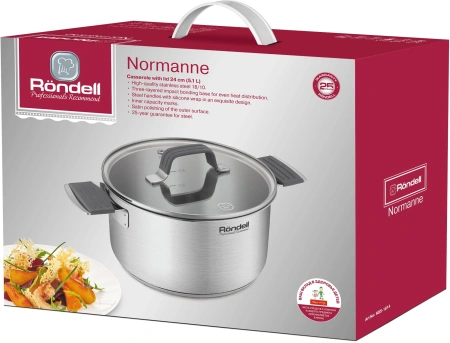 Кастрюля Rondell Normanne RDS-1814 5.1л. d=24см (с крышкой) стальной