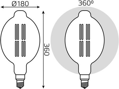 Лампа филам. Gauss Filament Vintage 8Вт цок.:E27 шар 220B 2400K св.свеч.бел.теп. (упак.:1шт) (151802008)