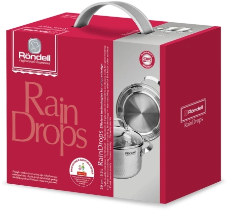 Кастрюля Rondell RainDrops RDS-1294 3.2л. d=20см (с крышкой) стальной