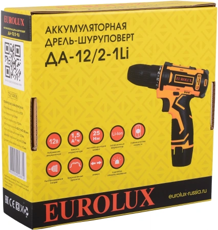 Дрель-шуруповерт Eurolux ДА-12/2-1Li аккум. патрон:быстрозажимной (72/14/68)