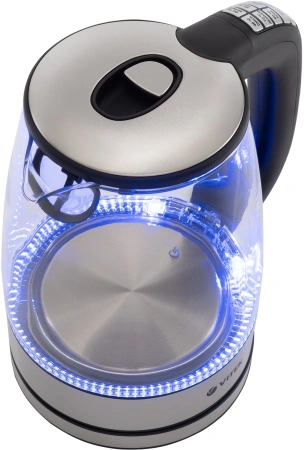 Чайник электрический Vitek VT-8828 1.7л. 2200Вт серебристый корпус: стекло/металл