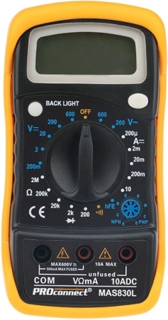 Мультиметр PROconnect MAS830L DT850L цифровой черный/желтый (13-3021)