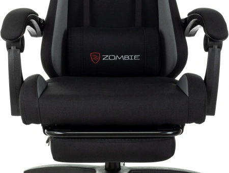 Кресло игровое Zombie Shadow черный/серый с подголов. крестов. пластик подст.для ног пластик черный