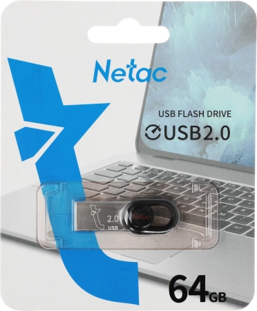 Флеш Диск Netac 64Gb UM2 NT03UM2N-064G-20BK USB2.0 серебристый/черный