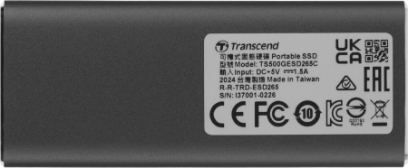 Накопитель SSD Transcend USB-C 500GB TS500GESD265C серый