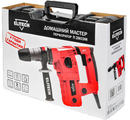 Перфоратор Elitech П 280ЭМ патрон:SDS-plus уд.:4Дж 1000Вт (кейс в комплекте)