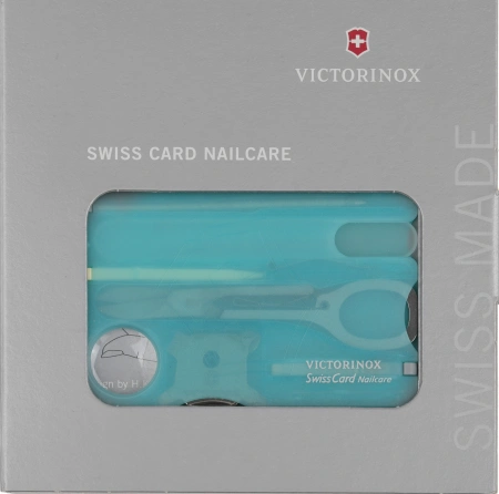 Швейцарская карта Victorinox SwissCard Nailcare (0.7240.T21) бирюзовый полупрозрачный коробка подарочная