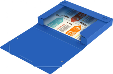 Папка-короб на резинке Бюрократ -BA40/07BLUE пластик 0.7мм корешок 40мм A4 синий