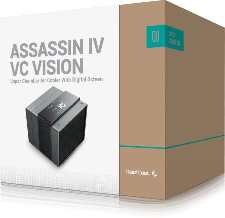 Устройство охлаждения(кулер) Deepcool Assassin IV VC Vision Soc-AM5/AM4/1200/2066/1700/1851 черный 4-pin 29.3dB Al+Cu LCD 300W 1780gr Ret (R-ASN4-BKNVMD-G)